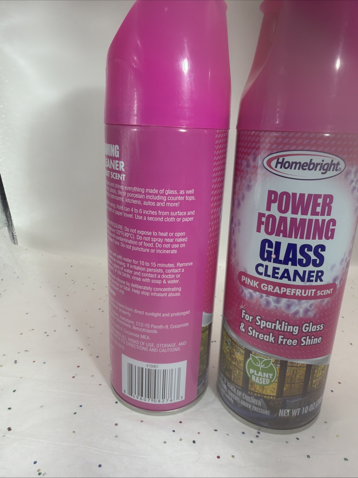 Homebright Power Foaming Glass Cleaner 12oz Pink Grapefruit Scent Streak Free 2
