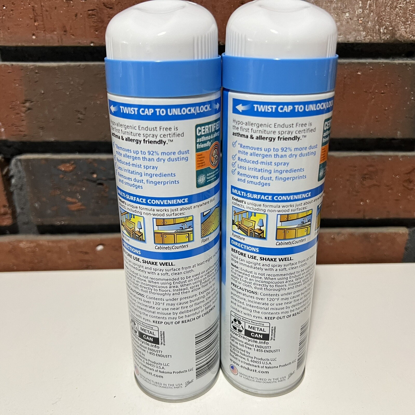 2 Endust Fragrance Free Hypo-Allergenic Dusting and Cleaning Spray, 10 Fl Oz