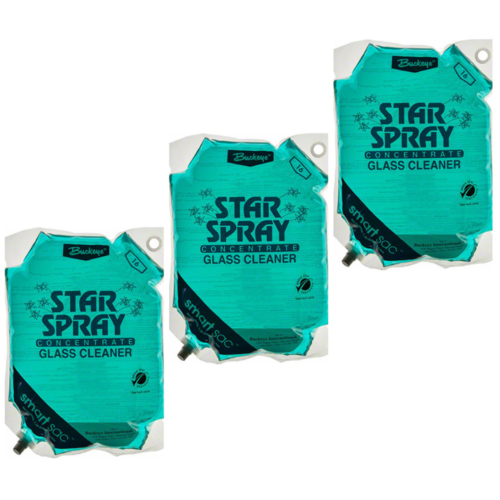 3.96 Gallons, Buckeye Star Spray Concentrated Professional Glass Cleaner, 3 Sacs