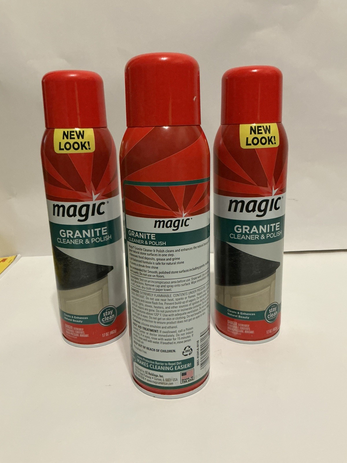 3 Magic Granite Cleaner & Polish Spray Bottle (17 Oz) New