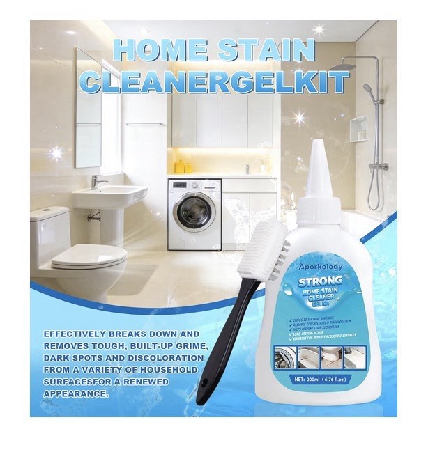 Aporkology Strong Stain Remover Gel 200ml Multi-Surface Kit w/ Brush & Gloves