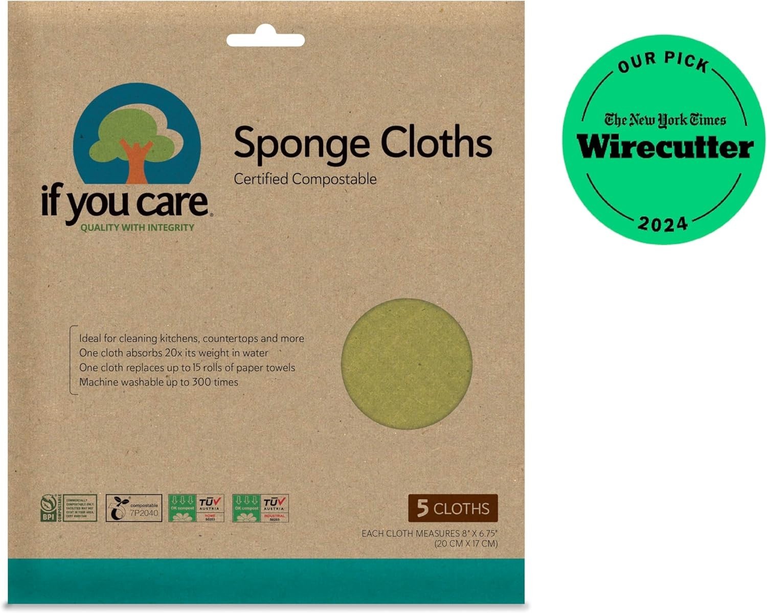 Sponge Cloths – 5 Count – 100% Natural Cleaning Rags for Kitchen, Bathroom, H…