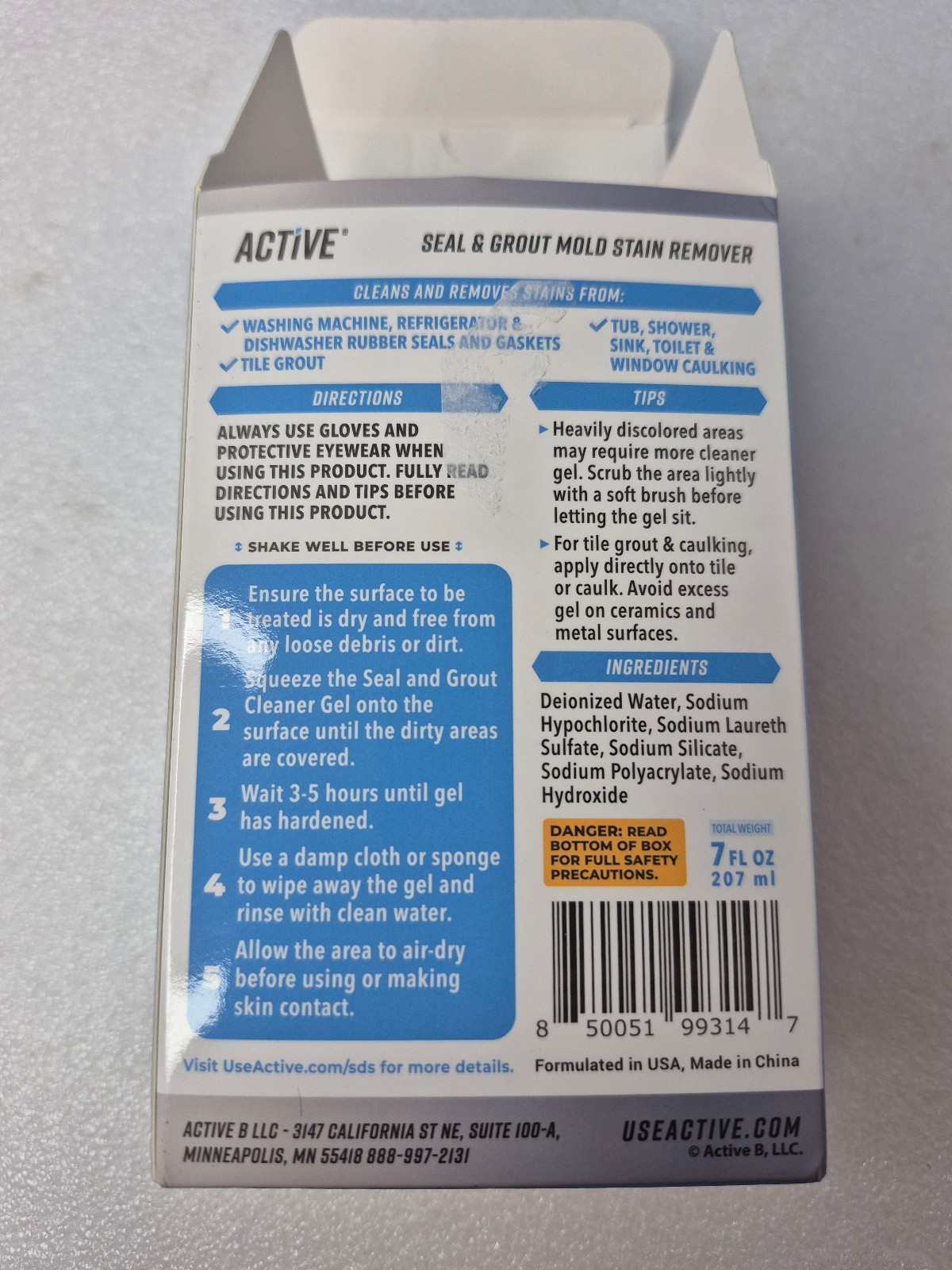 Active MOLD STAIN REMOVER Seal and Grout Deep Clean 7oz