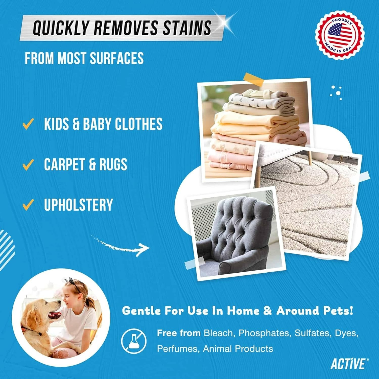 Messy Kids Stain Remover Spray Laundry Spot Cleaner, Natural Stain Treater Spray