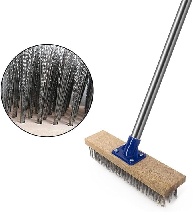 Stainless Steel Deck Brush 57-Inch Heavy Duty Scrubber for Concrete Pool Pati…