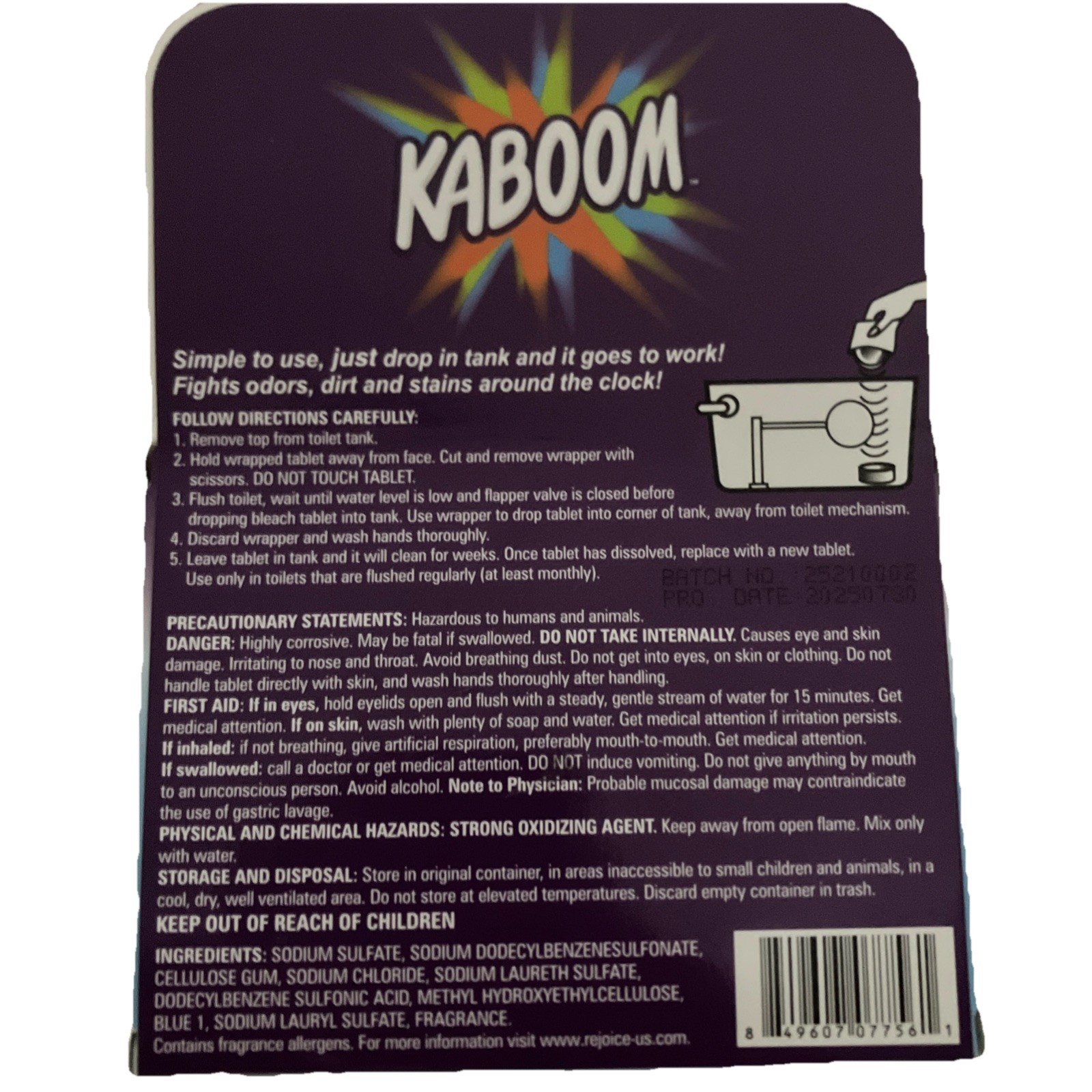 NEW!! KABOOM Automatic Toilet Bowl Cleaner & Deodorizes S.Blue 2Tabs/Box(2 ct)