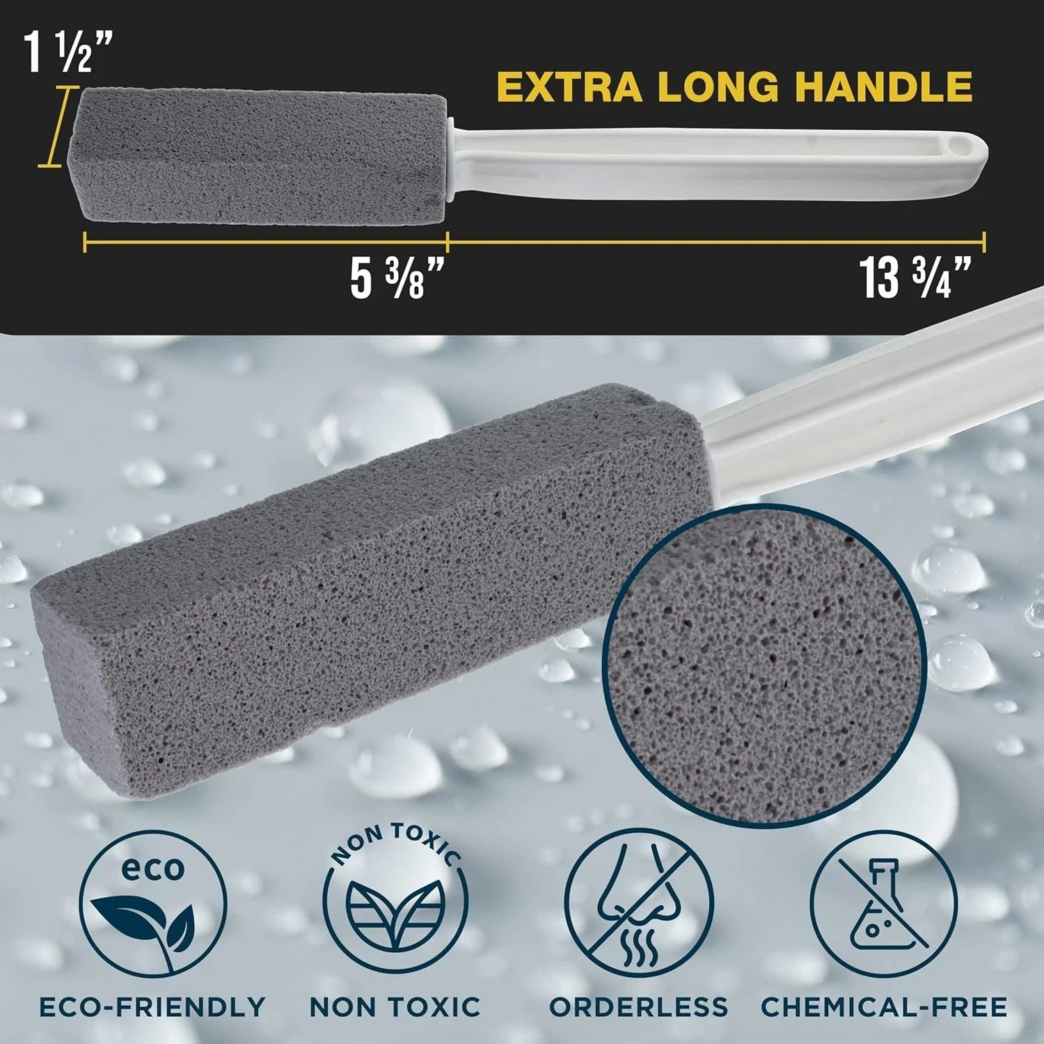 Pumice Stone Toilet Bowl Cleaner, 2 Pack Extra Long Handle , Toliet Stain Remove