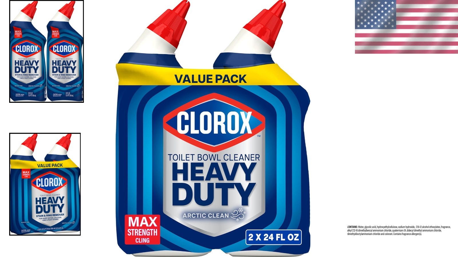 Toilet Bowl Cleaner with Deodorizing Arctic Clean Scent – Pack of 2, 24 Fl Oz