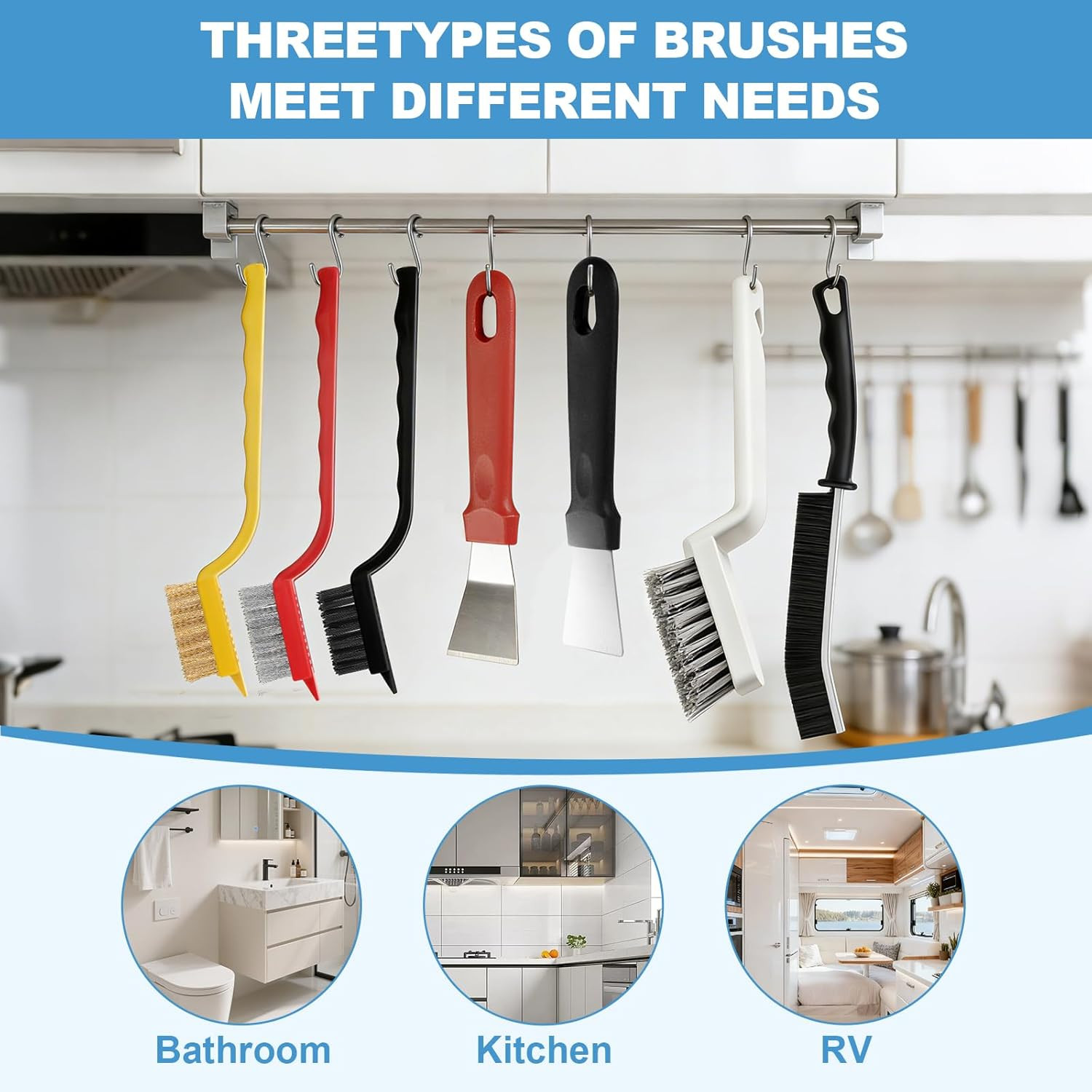 11Pcs V-Shaped Grout Cleaning Brush Set, with Stiff Bristles Crevice Cleaning Br