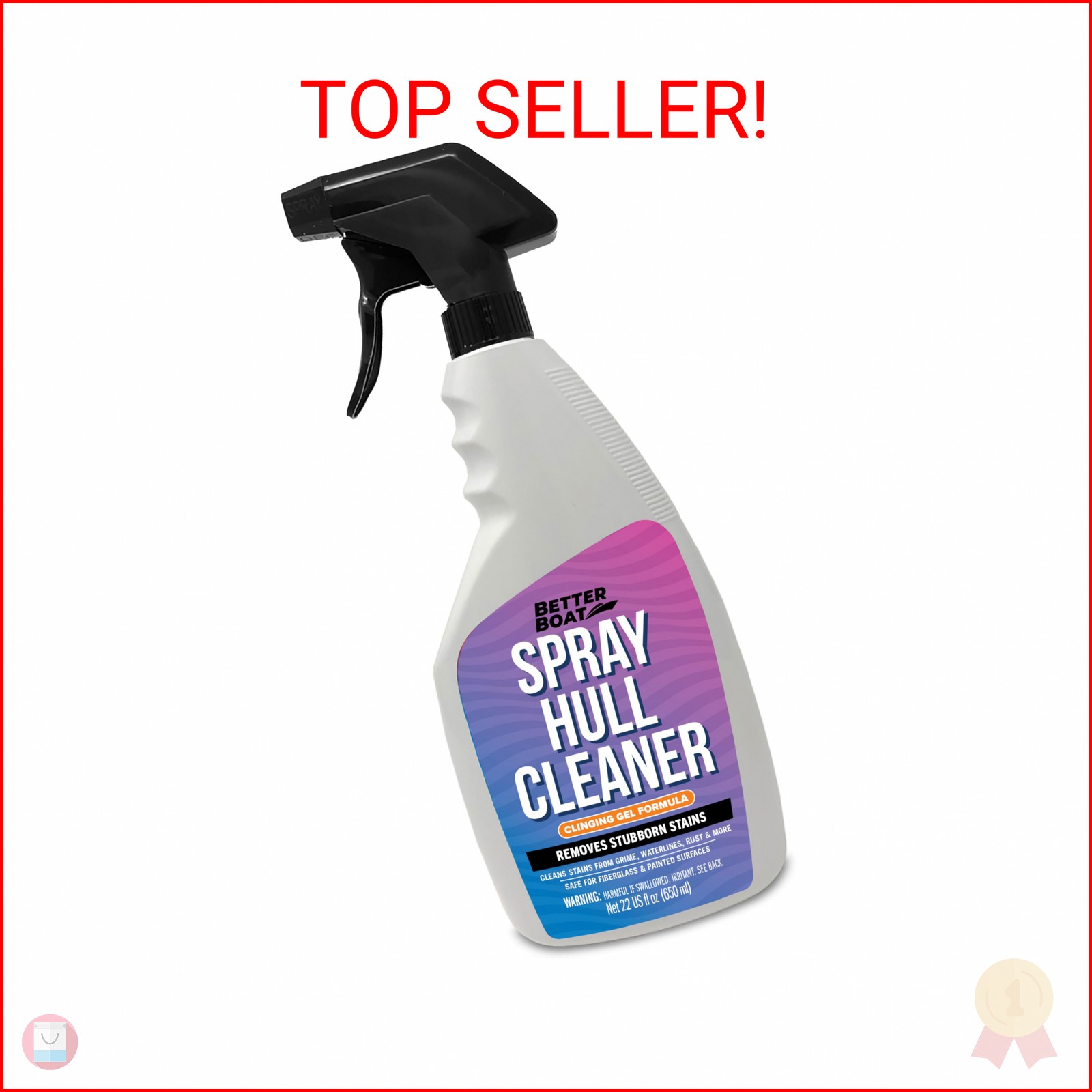 Fiberglass Boat Hull Cleaner, 22oz Gel Marine-Grade Stain Remover & Restorer, De