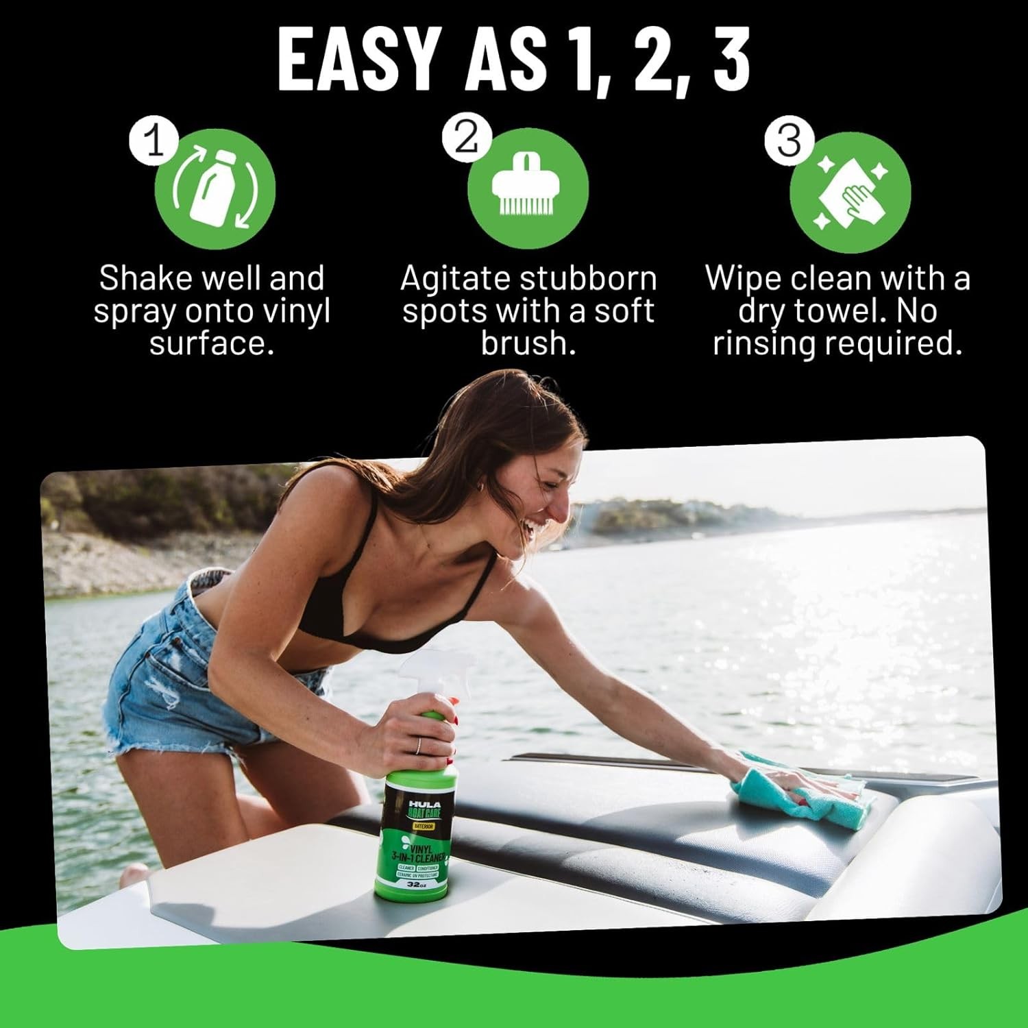 Boat Vinyl Cleaner Conditioner UV Protectant Hula 3-in-1 32oz Marine Interior