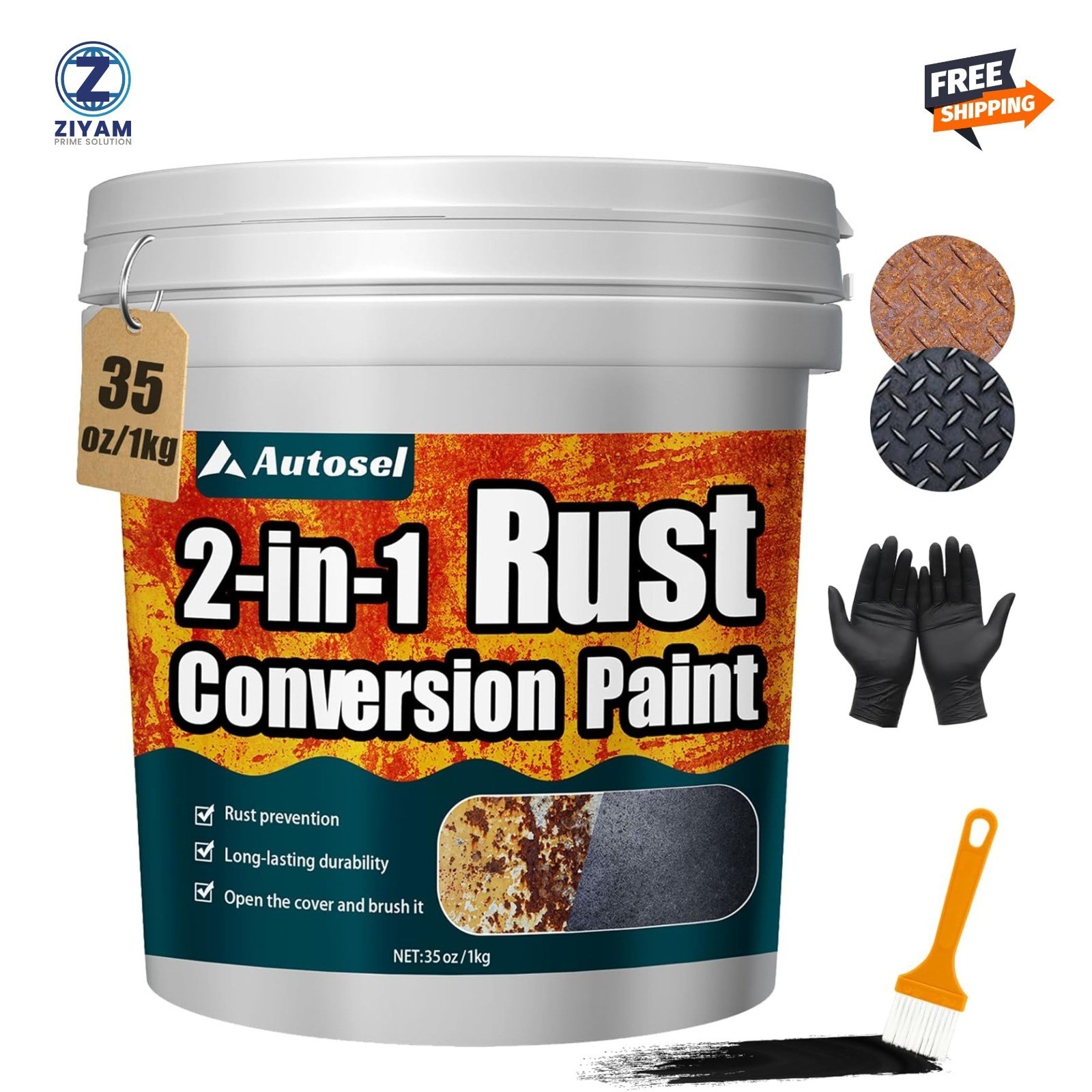 2 in 1 Rust Converter Primer 35oz Stops Rust Heat Resistant Coating Paint