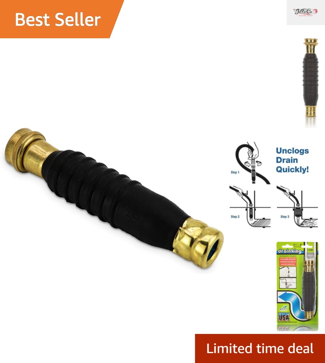 Drain King – 186: Efficient Water-Powered Drain Cleaner for All Sizes (1.5-3 in)