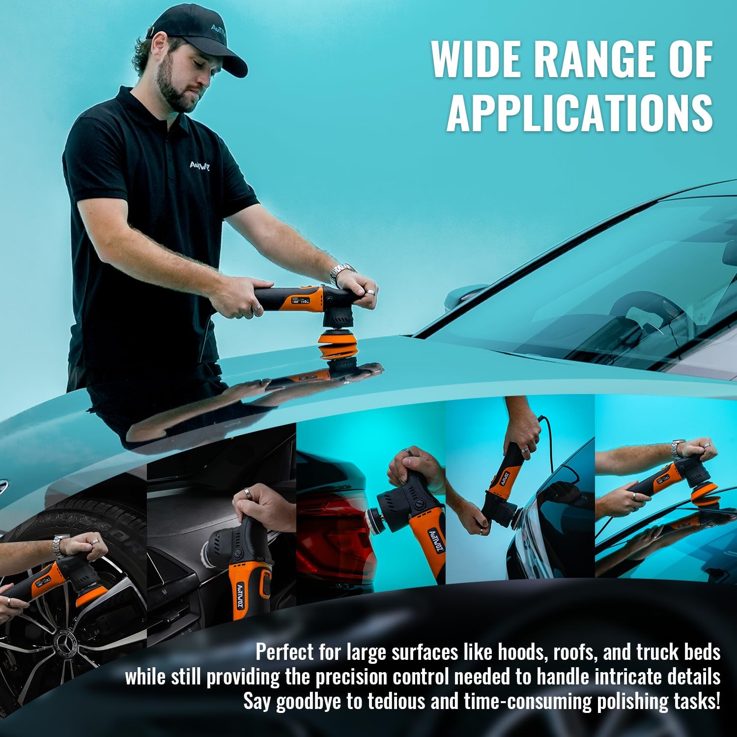 Carbon Fiber Mini Car Buffer Polisher, 630W Copper Motor 12mm Orbit, 2&3Inch …