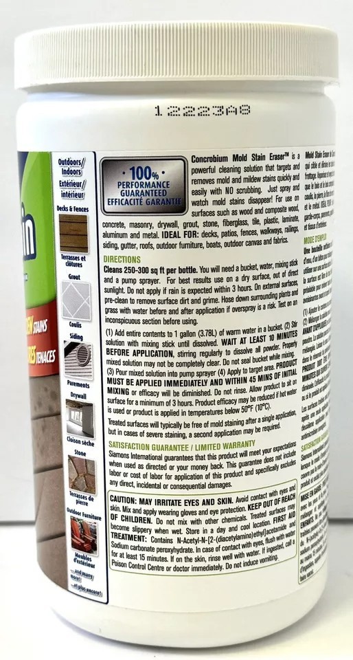 Concrobium Mold Stain Eraser 22.9 oz Eliminates Stains Powder New