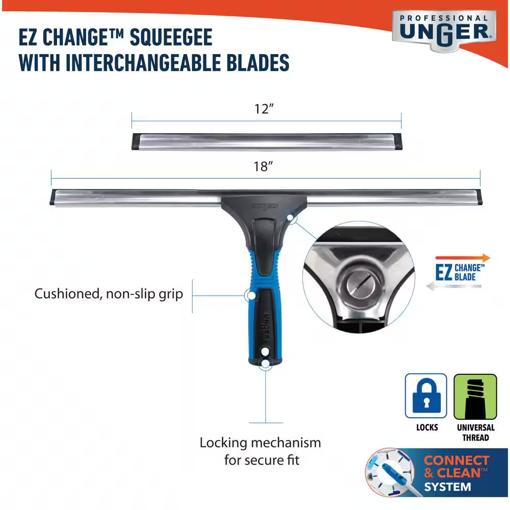 18 In. EZ Change Squeegee with 12 In. Interchangeable Blade
