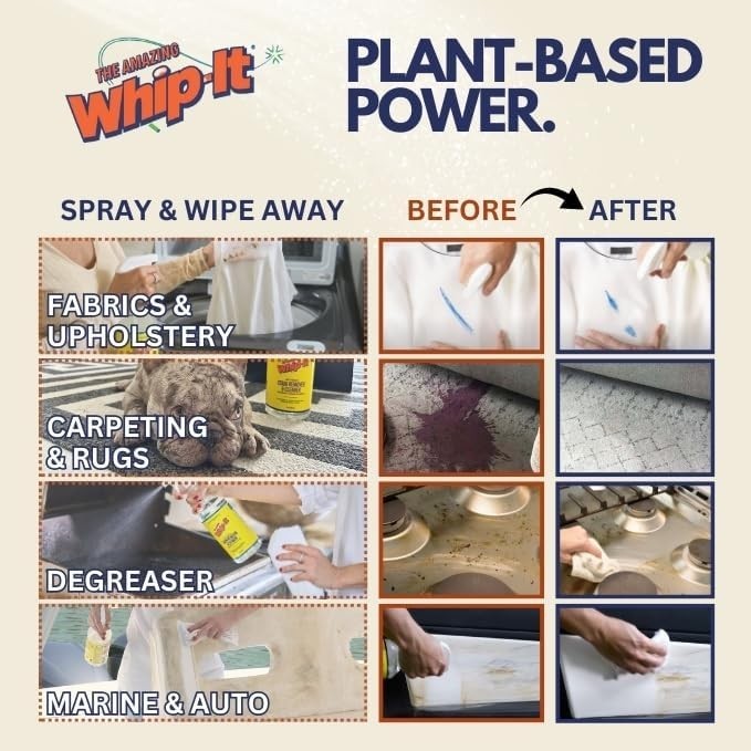 Whip It Cleaner, Multi Purpose Stain Remover Professional Strength Spray, Pla…