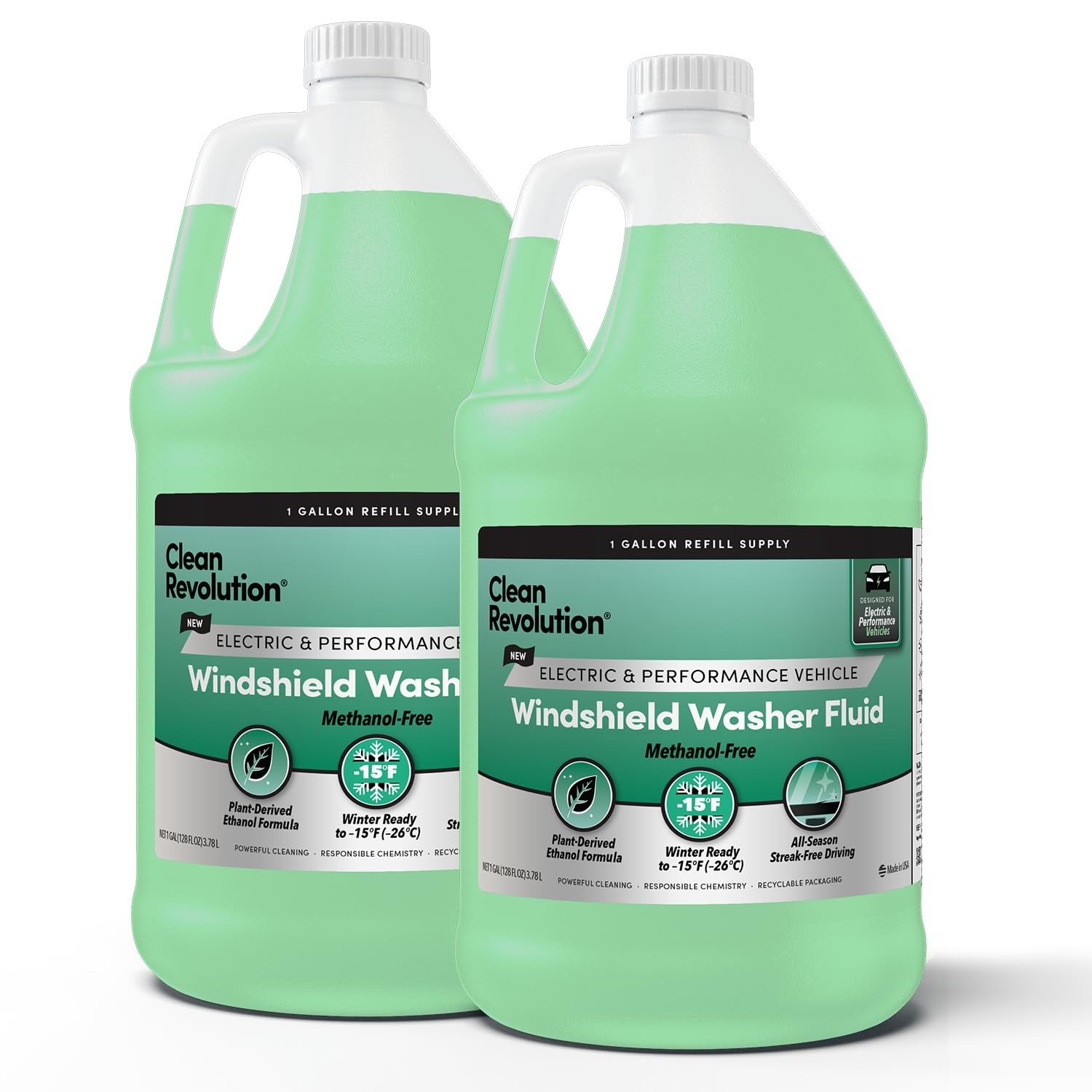 Clean Revolution EV Windshield Washer Fluid, 128oz 2Pack, 100% MethanolFree, …