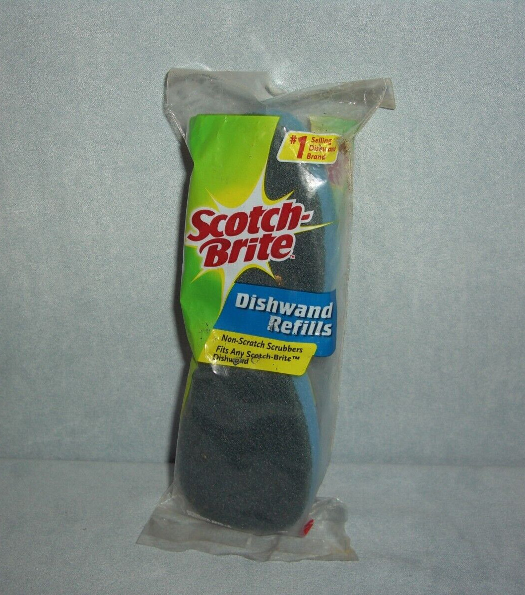 2 Pack Scotch-Brite Dishwand Refill ~ 2 Ct Non-Scratch Scrubbers NEW