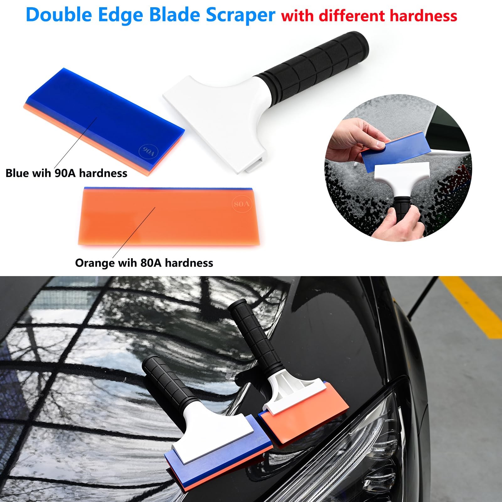 2PCS Double Edge Blade Small Rubber Squeegee 5-inch Handy Window Shower Squee…