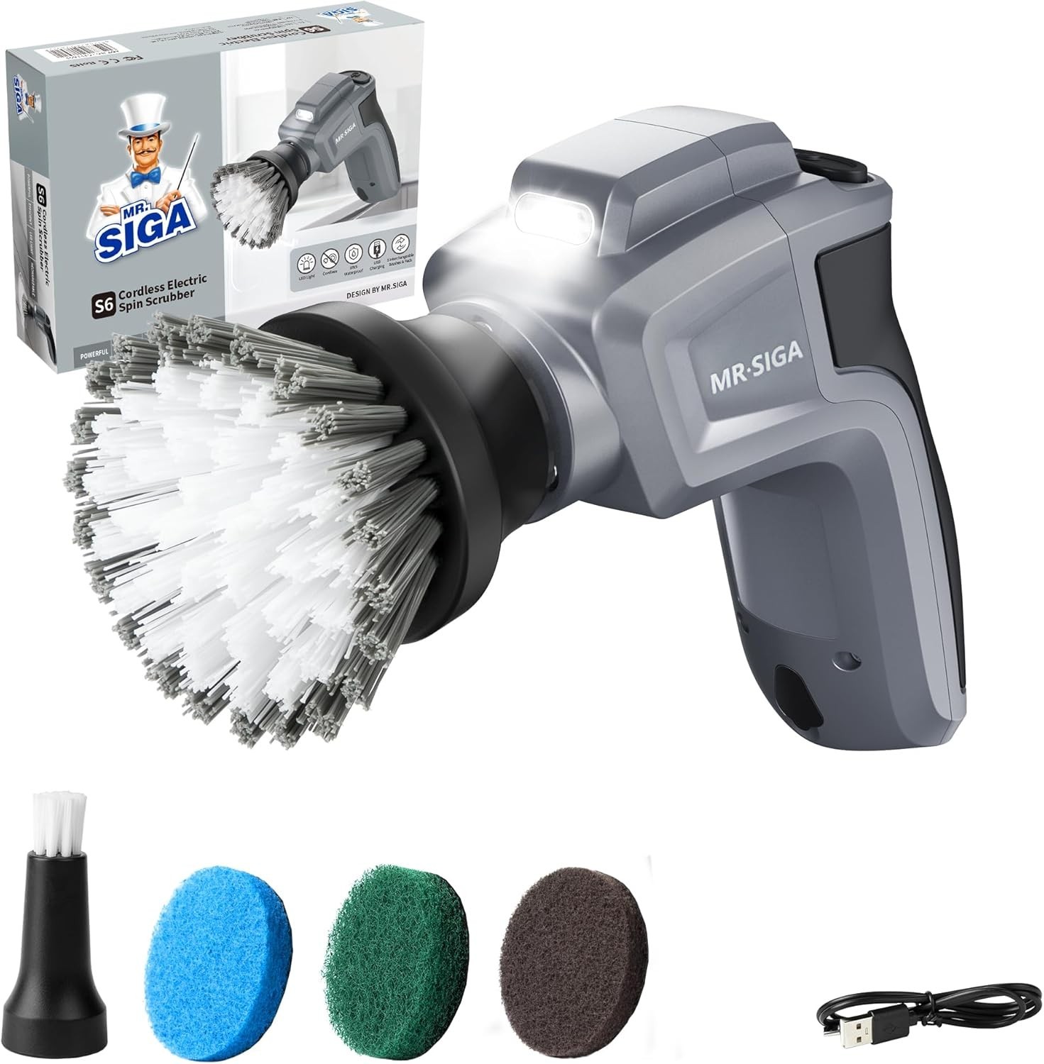 Electric Spin Scrubber for Kitchen and Bathroom Cleaning, Waterproof Recharge…