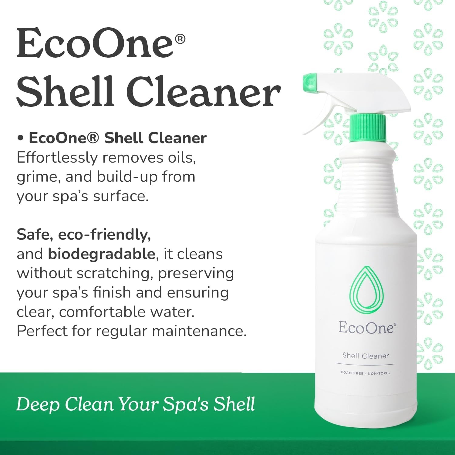 32 Oz All-Natural Spa Shell Cleaner | Foam-Free & Fragrance-Free Hot Tub Cleaner