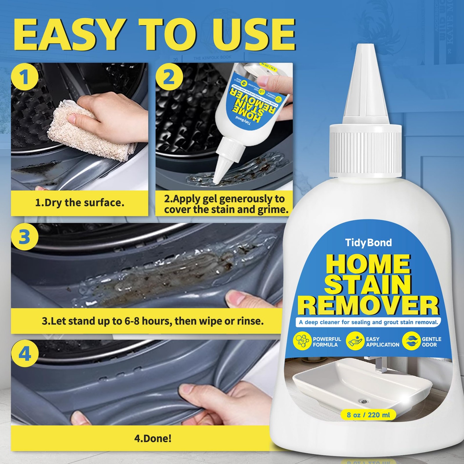 Home Stain Remover Gel, Heavy Duty Stain Cleaner, Deep Clean for Front Loader…