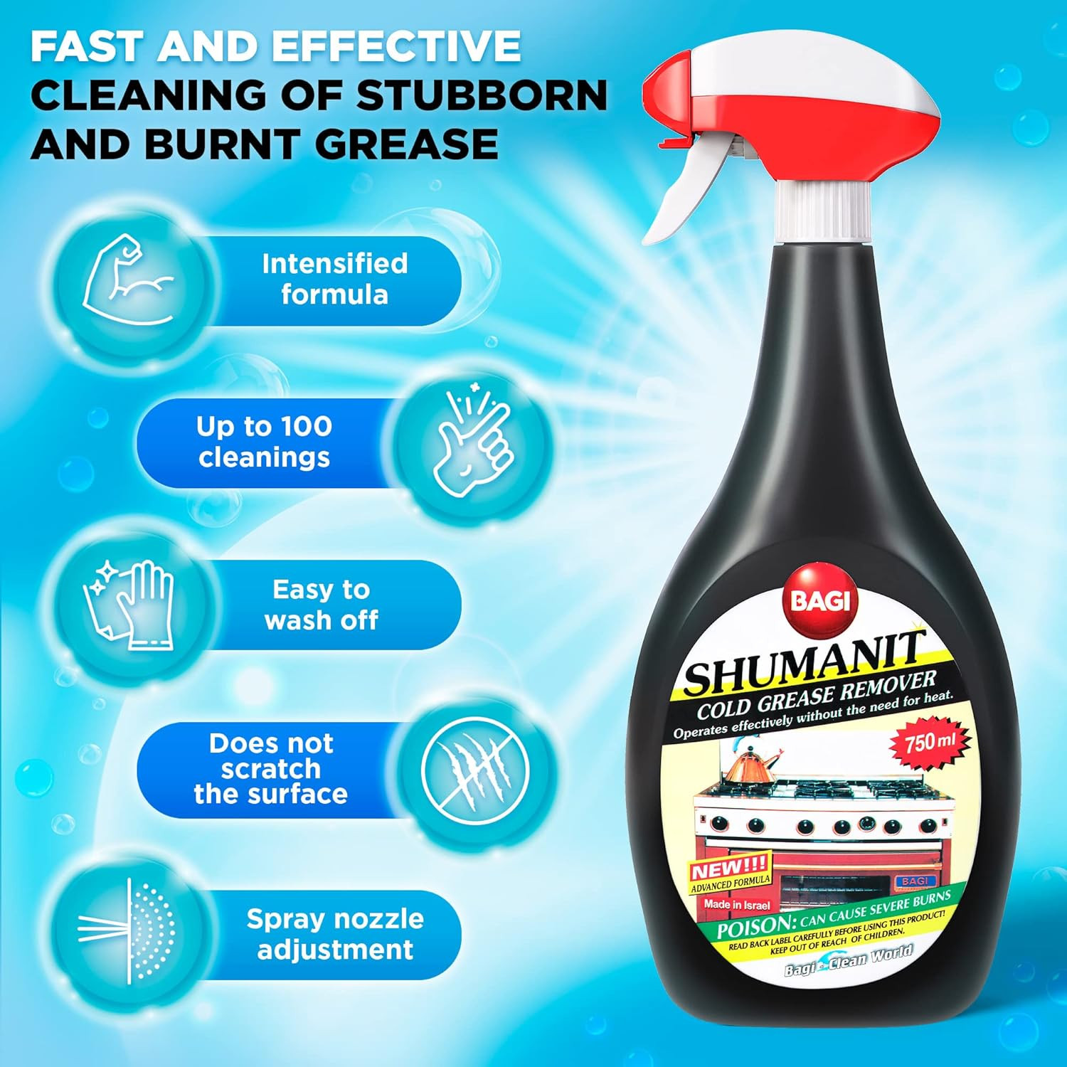 SHUMANIT – Cold Grease Remover. Spray for the Immediate Removal of Stubborn and
