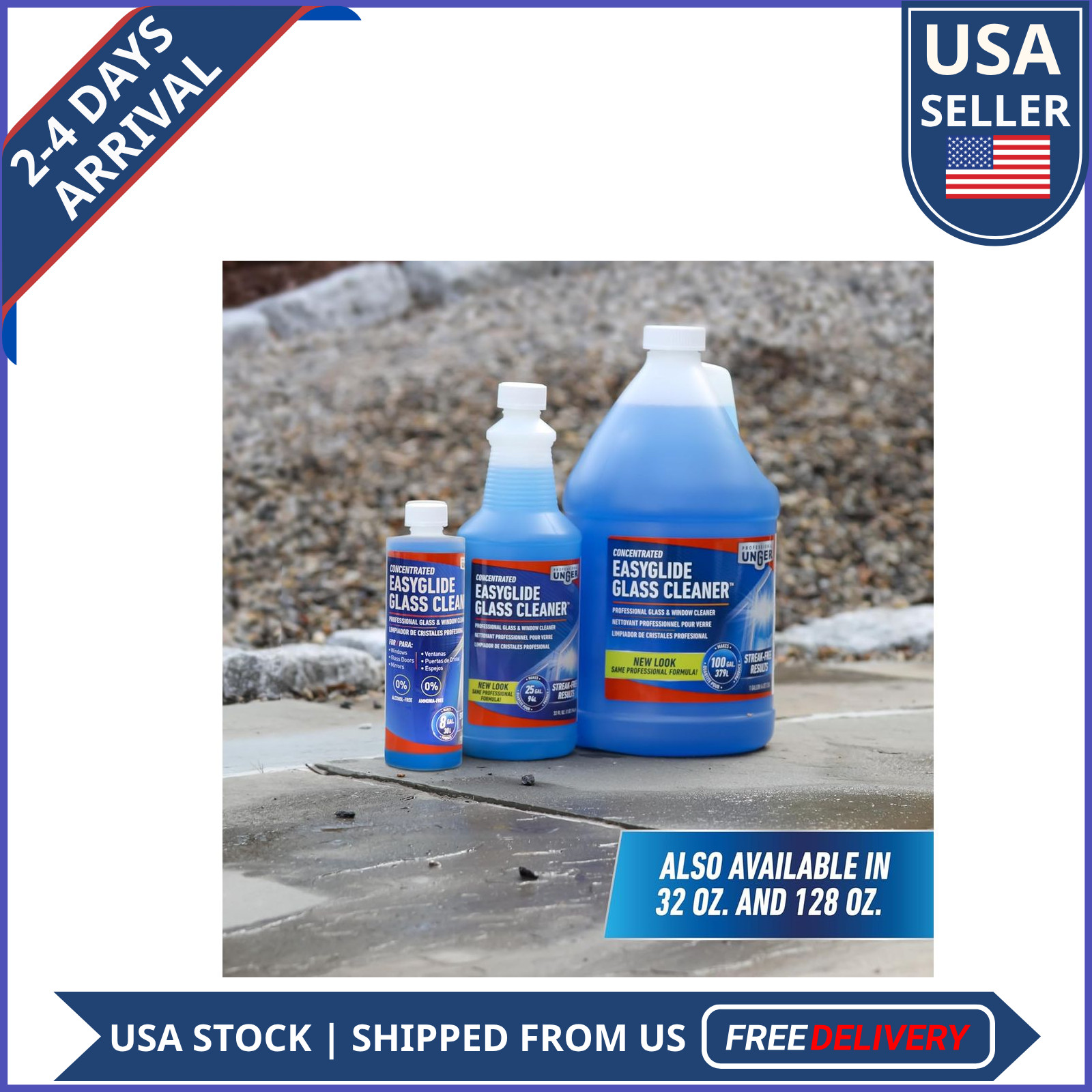 Unger Professional EasyGlide Glass Cleaner Concentrate 32oz Ammonia Free Streak