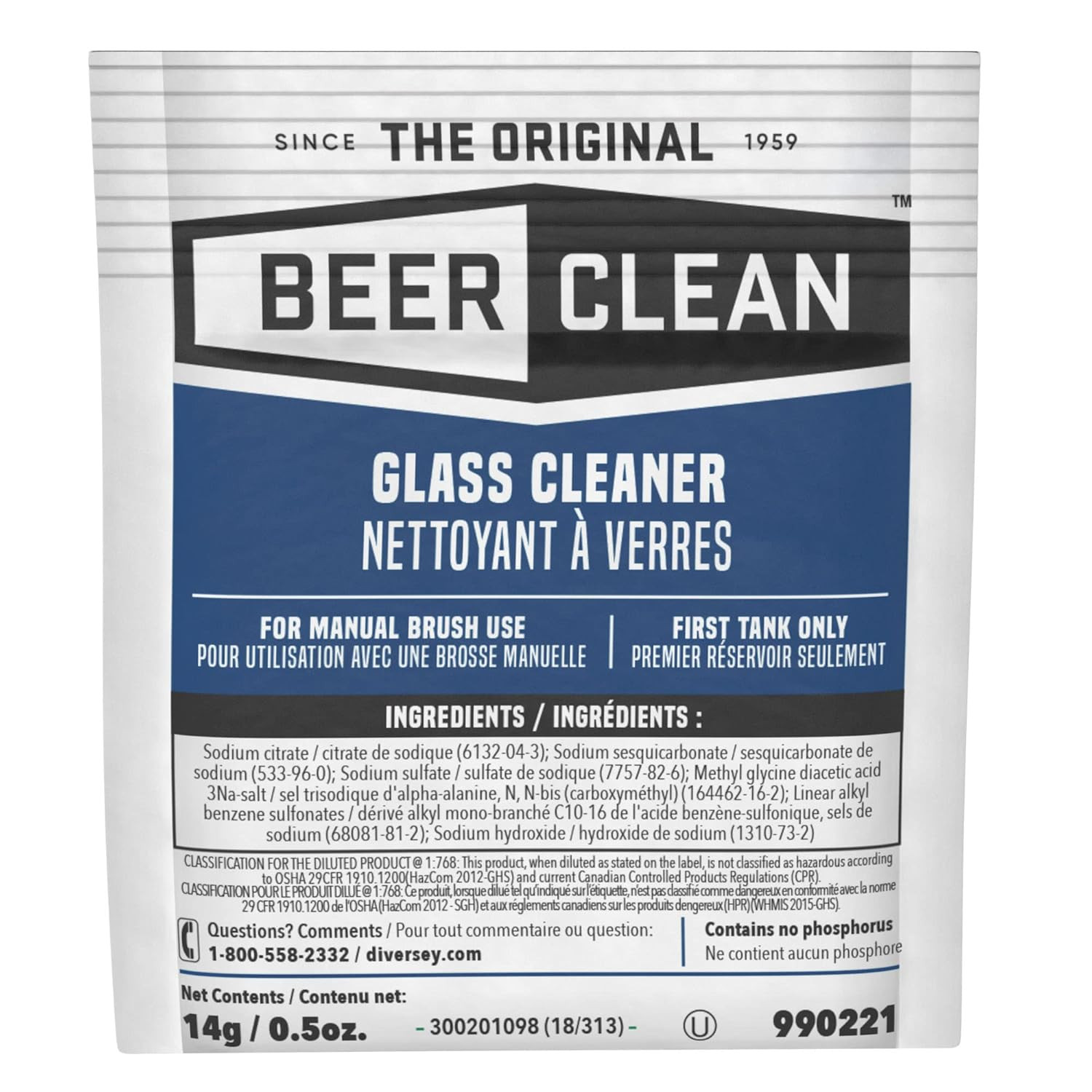 BEER CLEAN Bar Glass Cleaner, 0.5 Oz Packets (100-Pack) – Concentrated Powdered