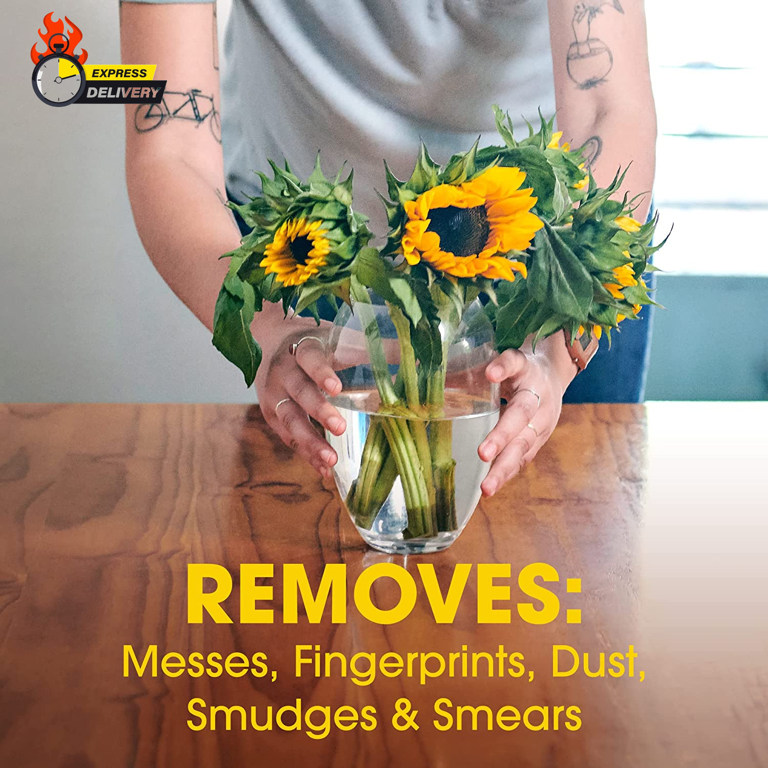 Expert Care Wood Wipes, Shines and Protects, Removes Fingerprints, Lemon Scent,