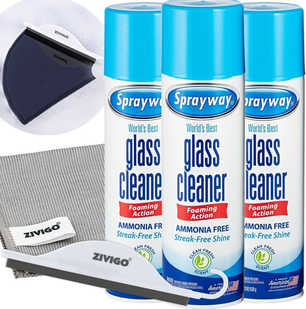 Sprayway Glass Cleaner 19 Fl Oz, 3pk 1 Lint Free Cleaning Cloth And 1 Squeegee