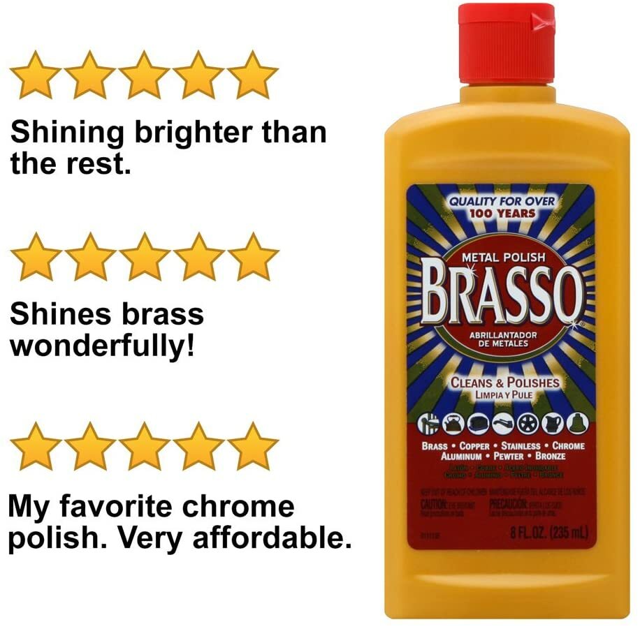 BRASSO Metal Polish Cleaner brass copper stainless chrome aluminum pewter 76523