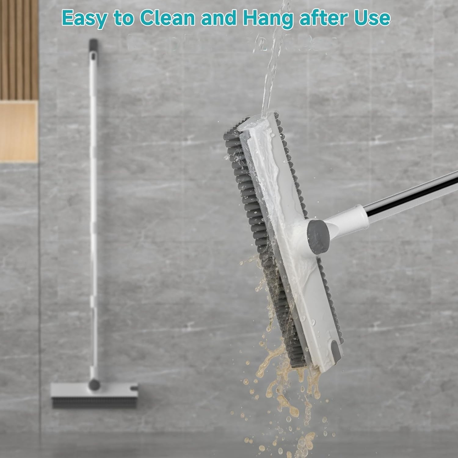 Floor Scrub Brush with Long Handle Adjustable 3-in-1 Heavy-Duty Floor Cleaner