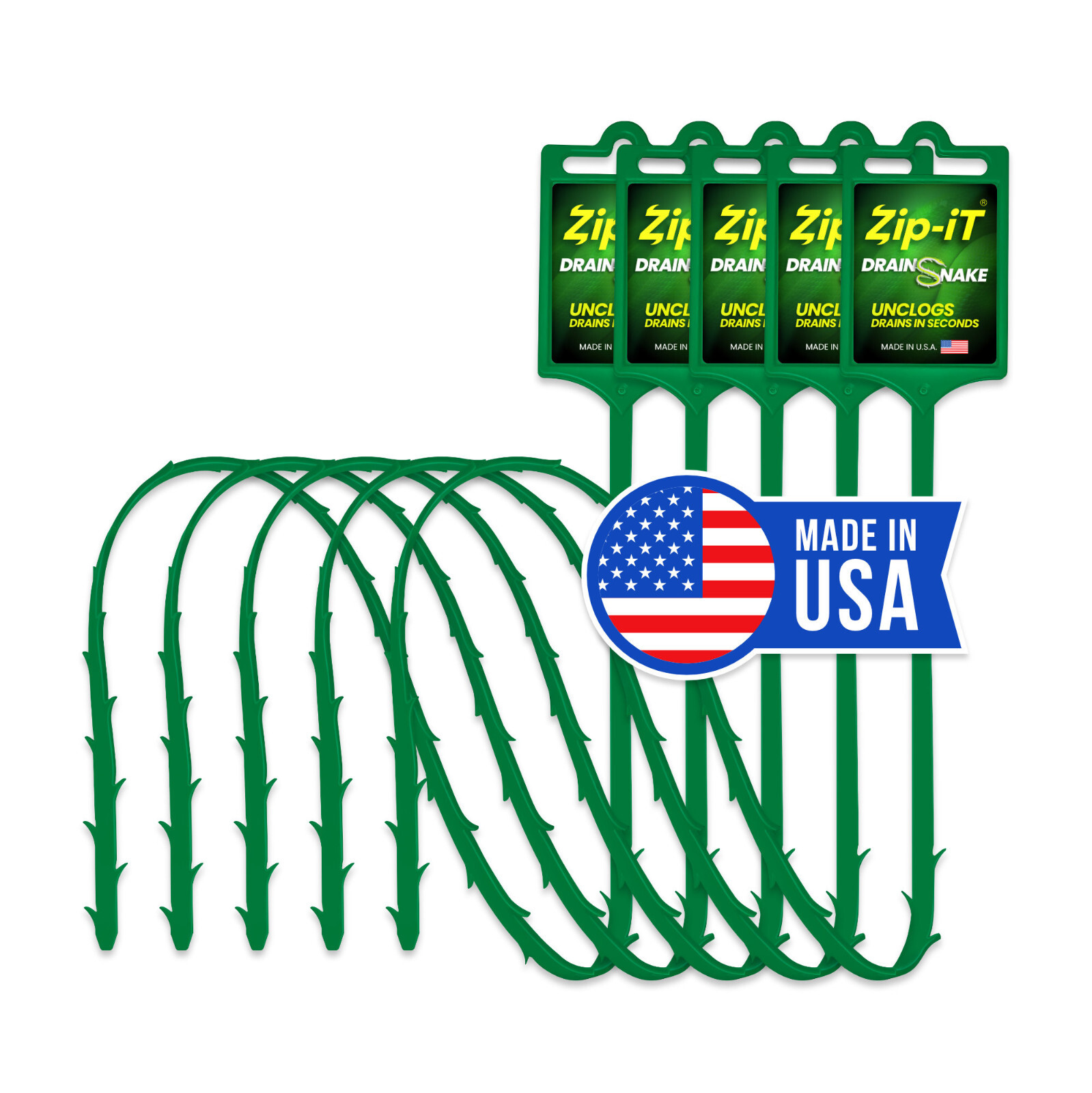 PLASTIC DRAIN STICK HAIR CLOG REMOVER, ZIP IT DRAIN CLEANER 5 PK, DRAIN SNAKE