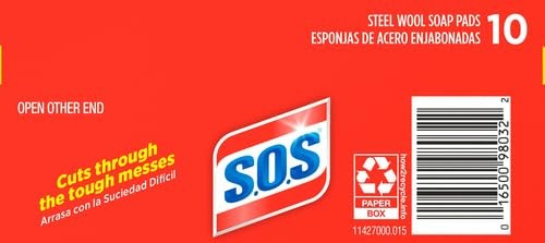 S.O.S-10002, Steel Wool Soap Pads, 10 Ct (Pack of 2)