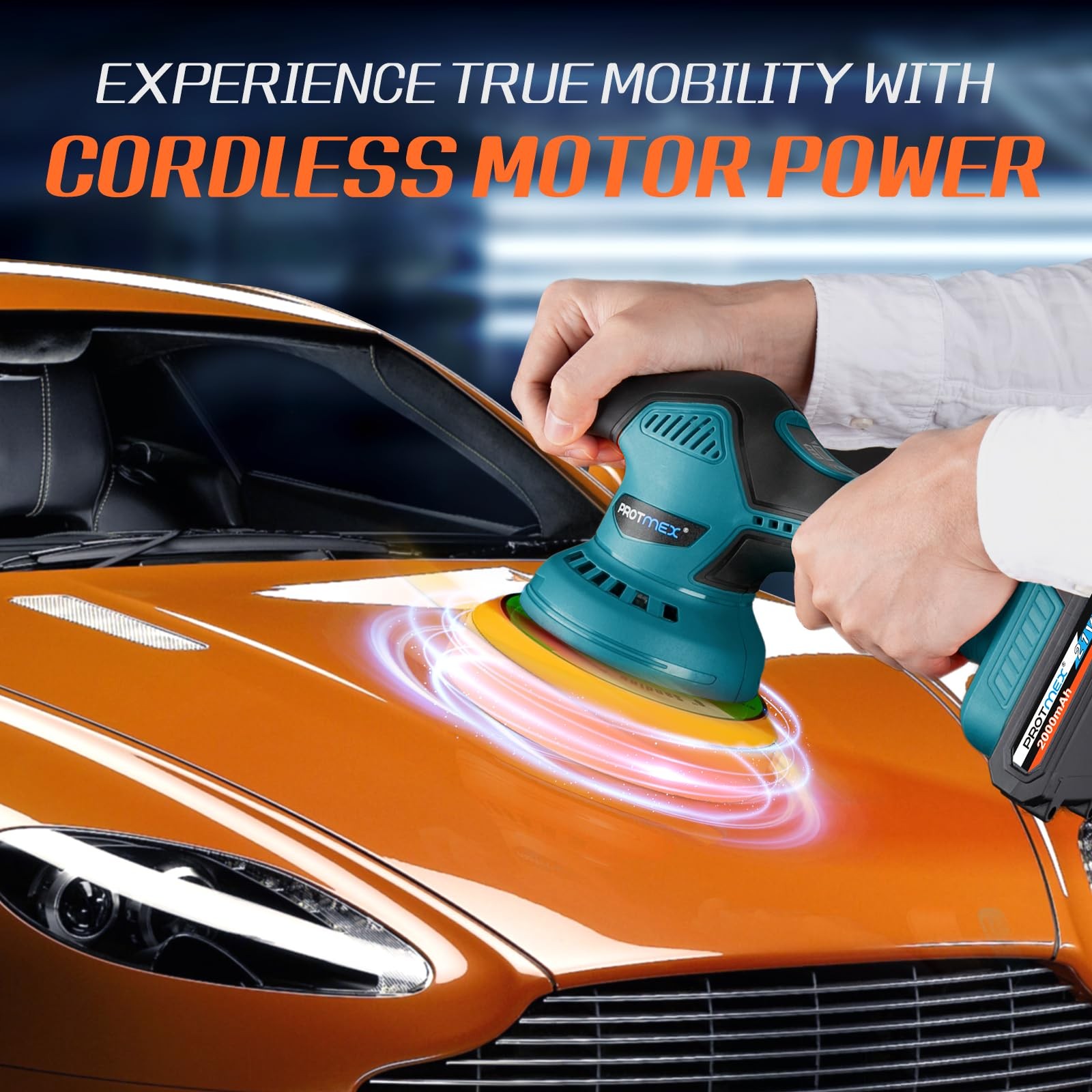 Cordless Car Buffer Polisher w/ 2x2000mAh 21V Batteries, 6 Inch Car Buffer Wa…