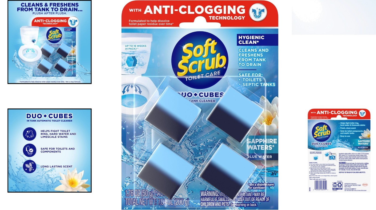 In-Tank Toilet Cleaner Duo-Cubes – Sapphire Waters Scent, 16 Weeks of Freshness