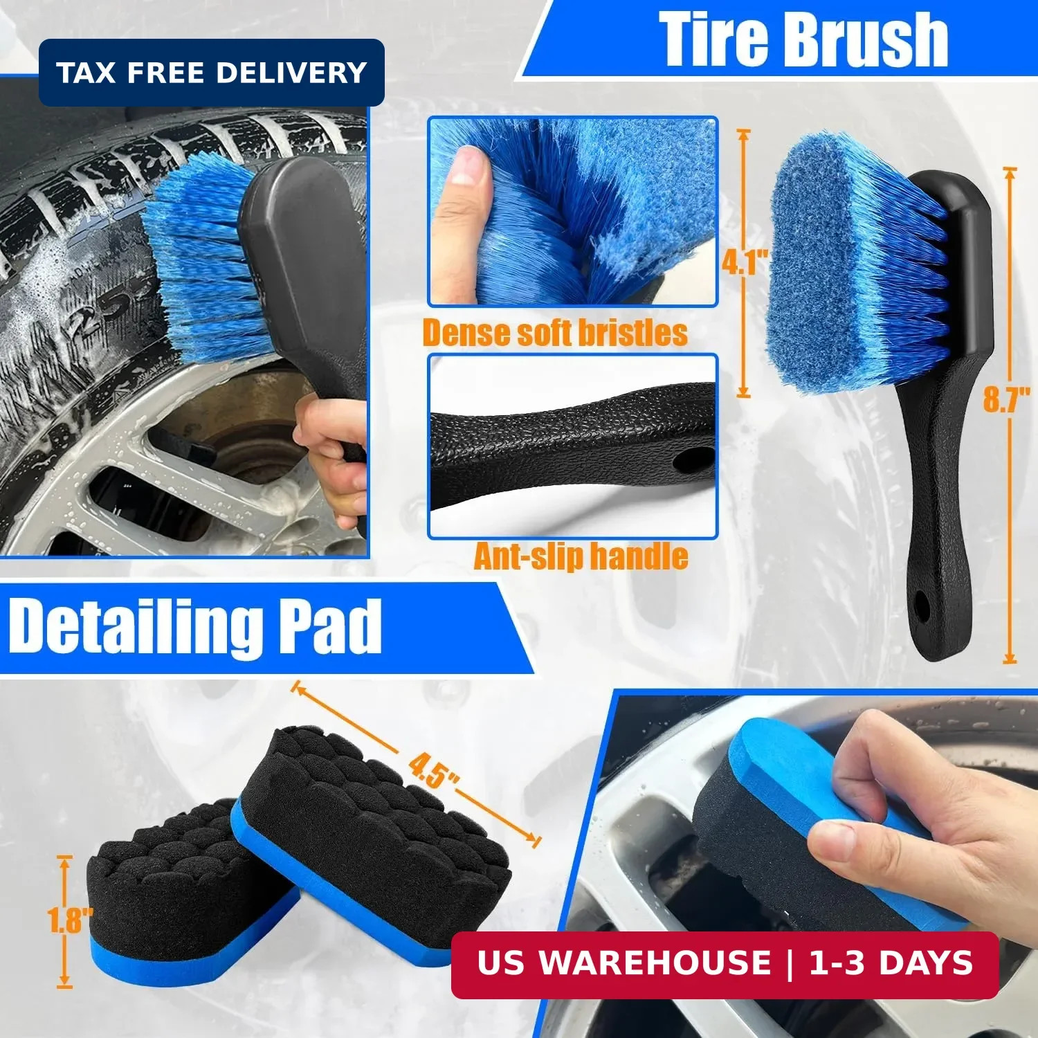 Car Wheel Brush Kit, Soft Drill Wheel Cleaner Brush, Tire Brush, Detailing Brush