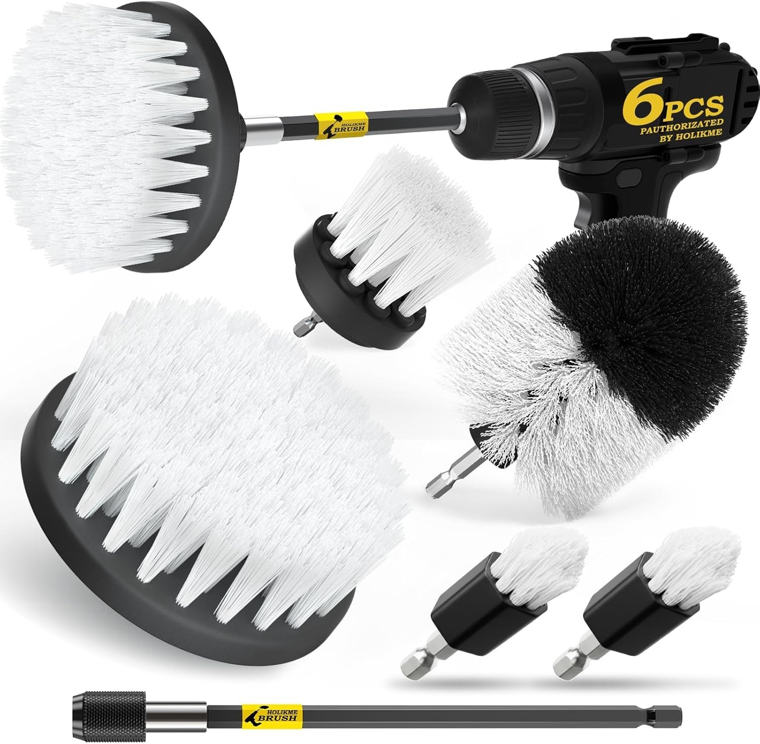 Cordless Drill-Compatible Brush Set – 6 Nylon Brushes for Safe Surface Cleaning