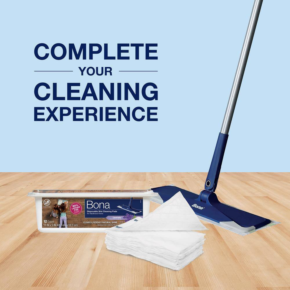 Hardwood Floor Disposable Wet Cleaning Pads, Lavender Scent, (12-Count)
