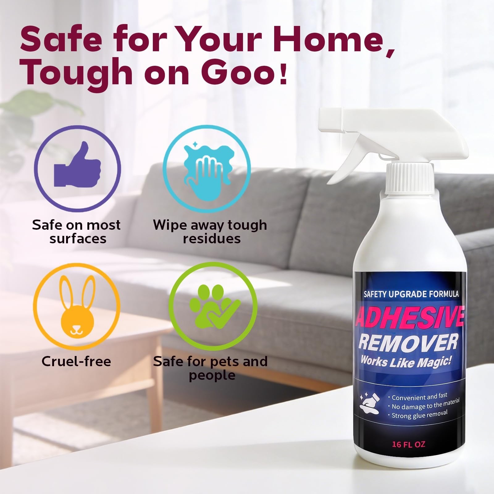 Heavy Duty Adhesive Remover Spray – Sticker Eraser for Cars, Glass, Metal & Plas