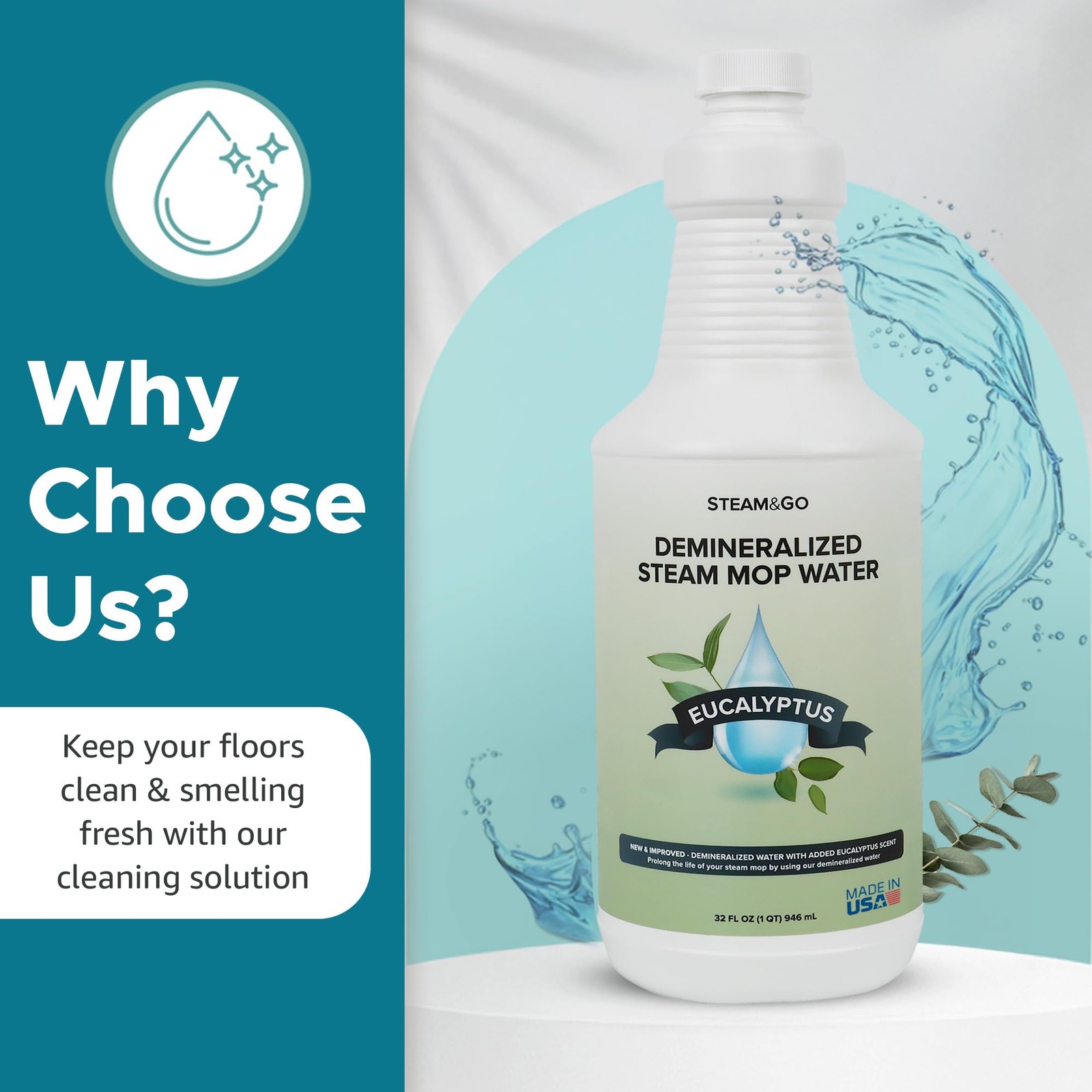 Steam Go – Demineralized Water for Steam Cleaner, PVC-Free Floor Cleaner