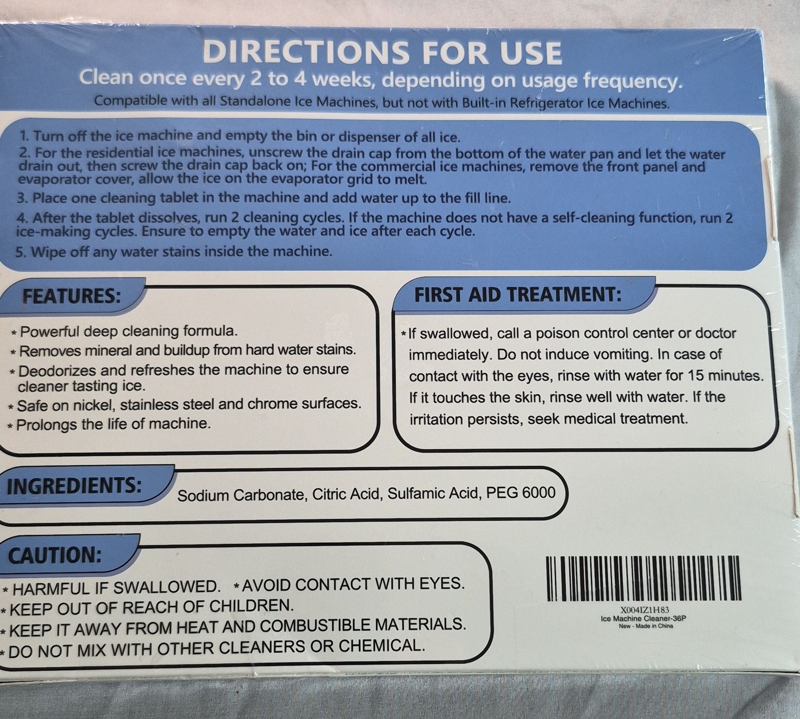 USKICH Ice Machine Cleaner Descaler Tablets, 36 Count, 18 Months Supply, Unscent