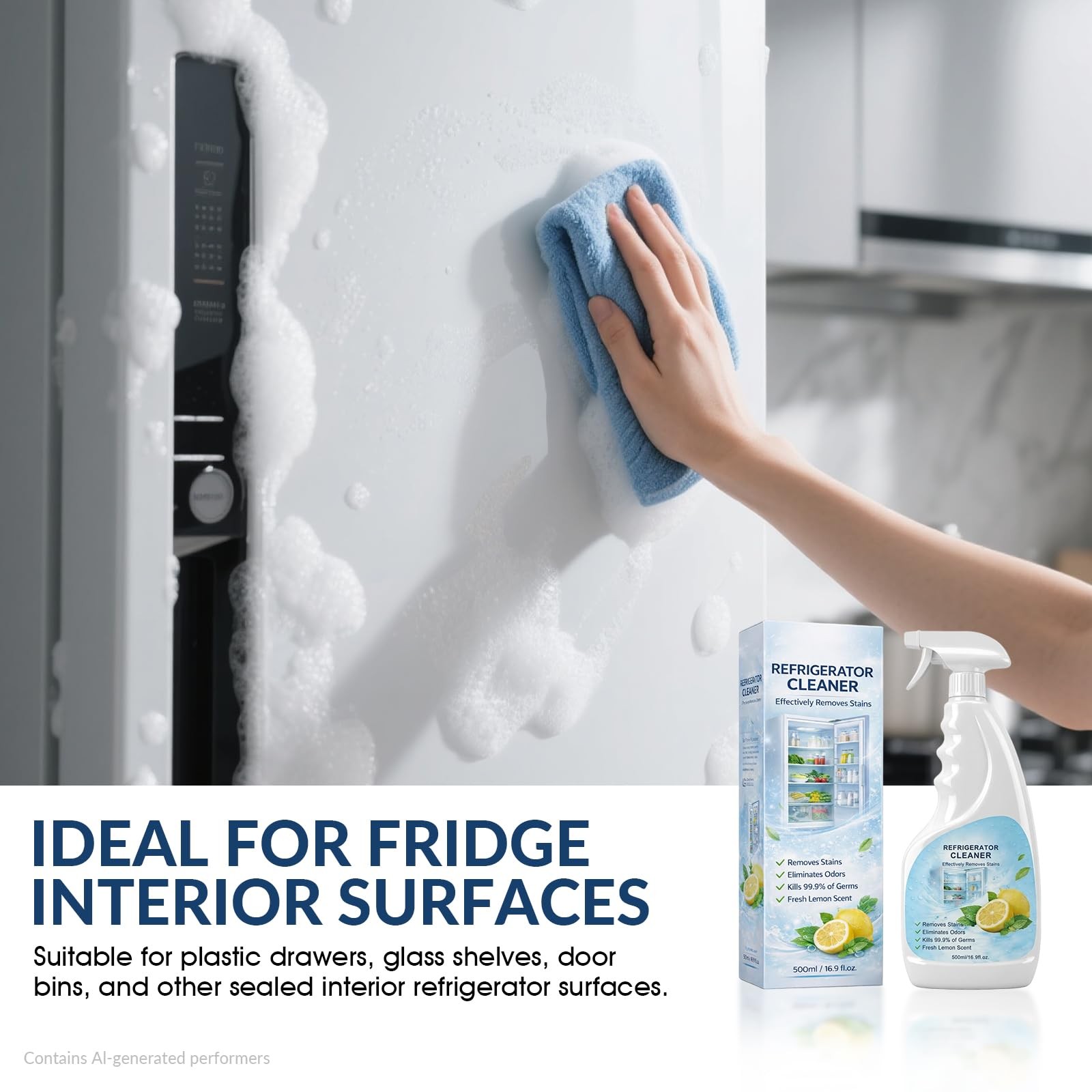 Refrigerator Cleaner Spray, Multipurpose Fridge Cleaner for Removing Stains &…