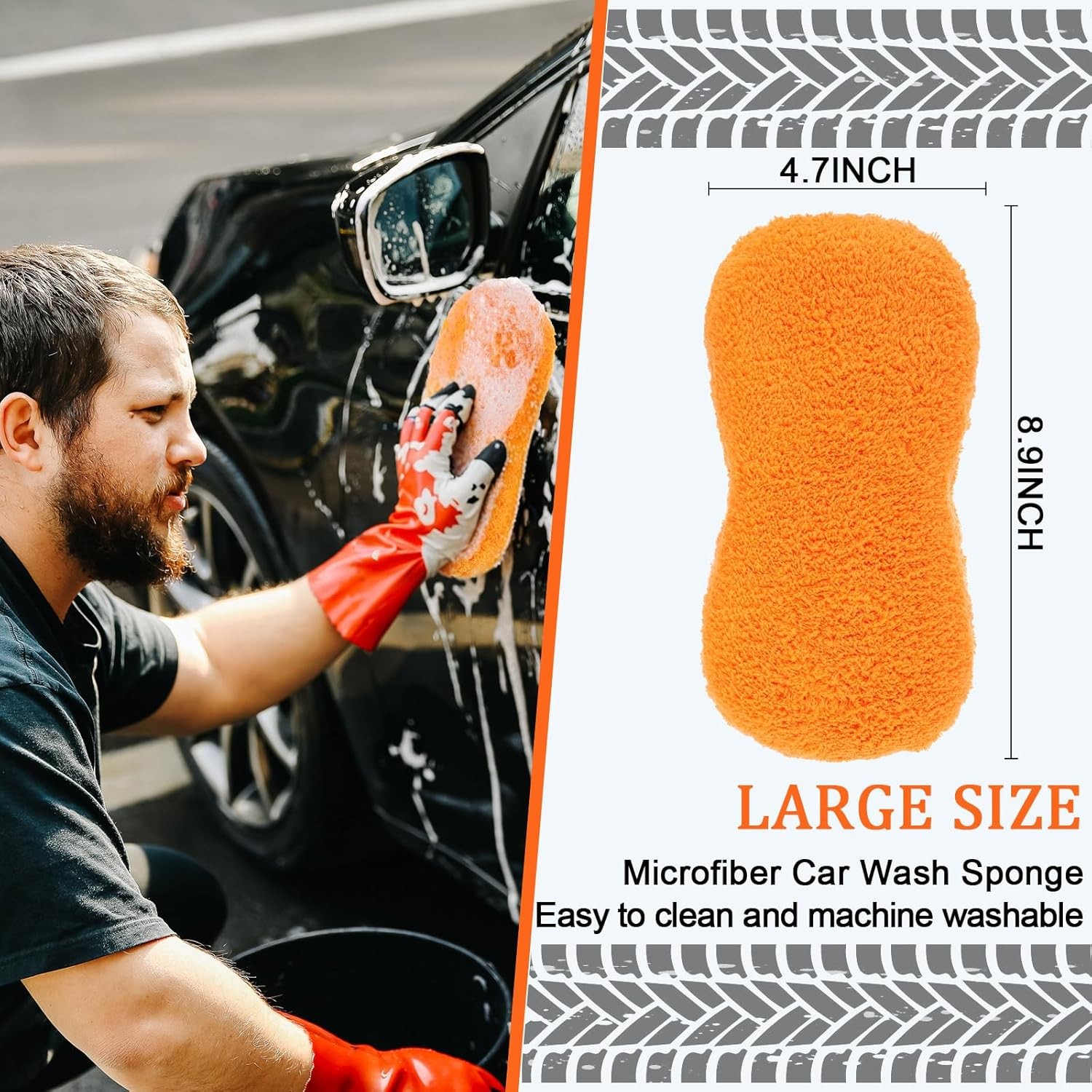 2 Pcs Large Microfiber Car Wash Spo Color: Blue,orangeItem Package Quantity: 2