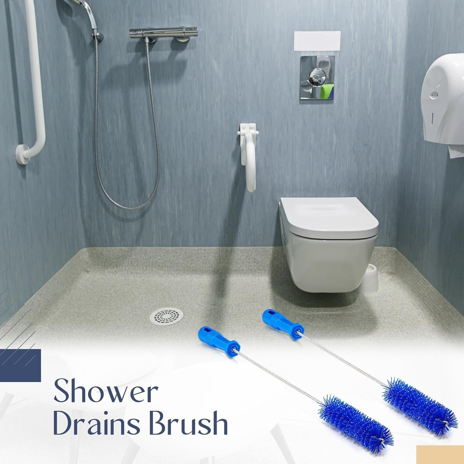 Flexible Drain Brush Set – 2 Pcs Blue Pipe Cleaning Tools