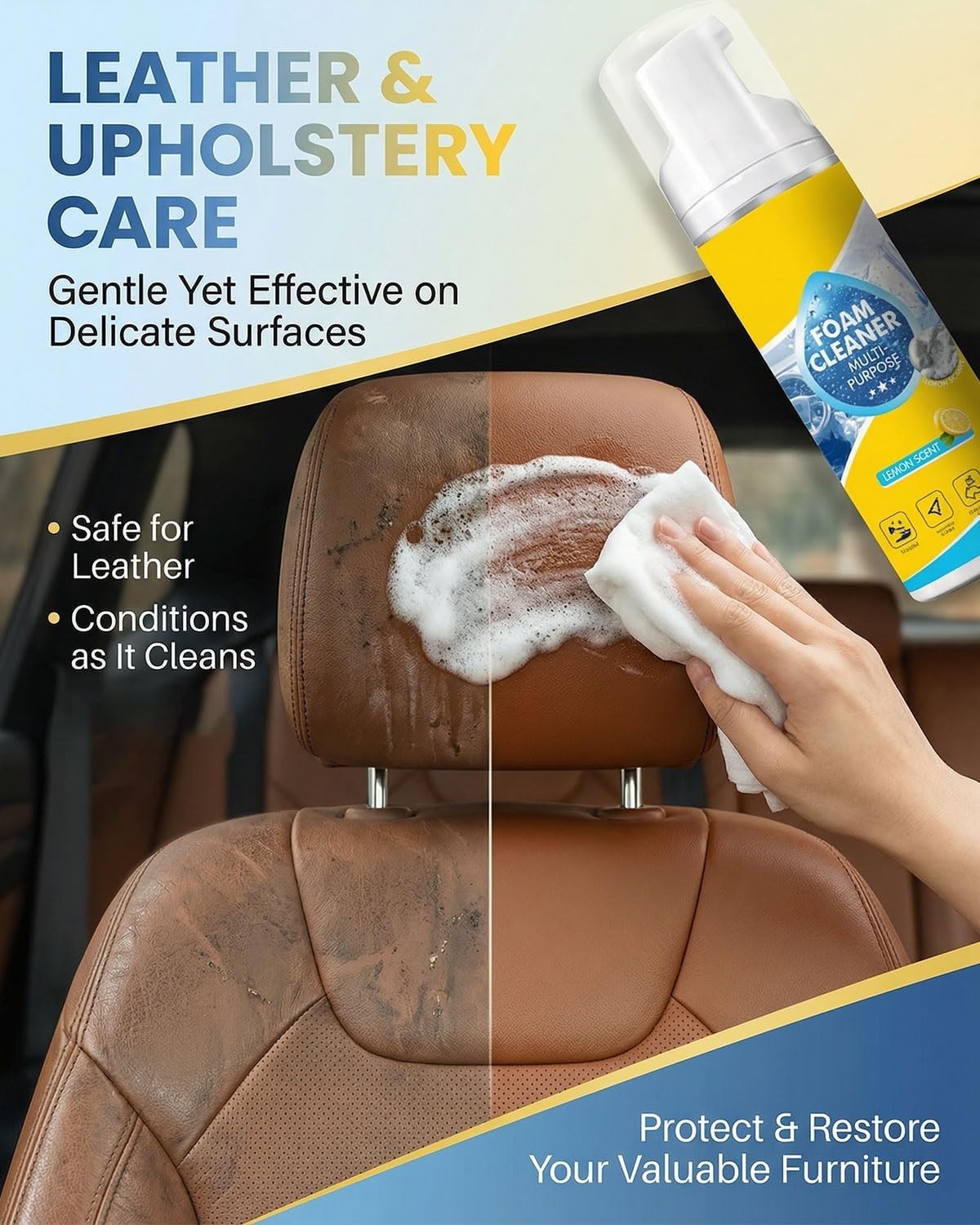 ­4-in-1 Multi-Enzyme Foam Cleaner, All-Purpose Spray 5oz with Sponge & Towel