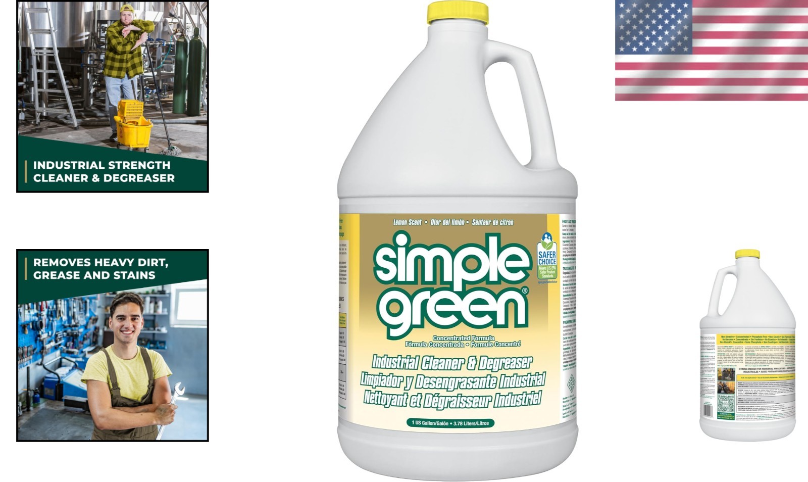 Biodegradable Industrial Cleaner & Degreaser – Lemon Scented, All-Purpose 128 Oz