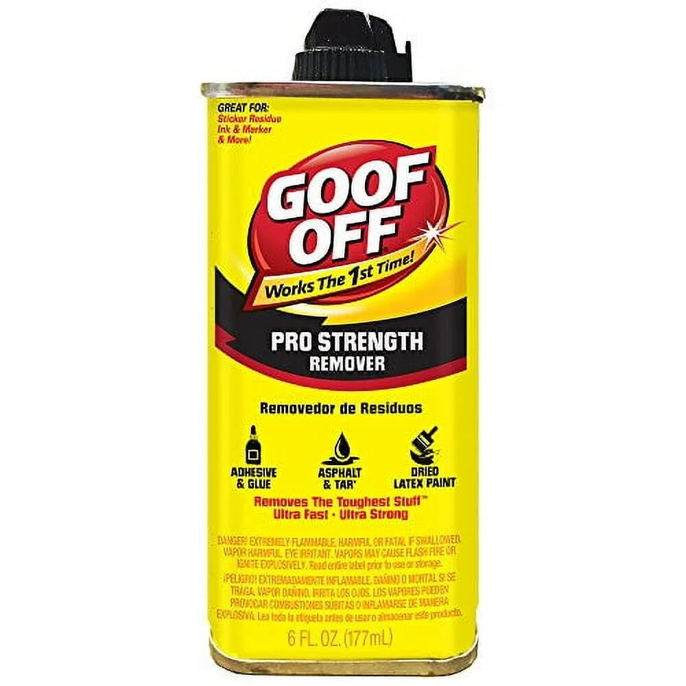 Goof Off Professional Strength Latex Paint and Adhesive Remover, 6 fl. oz.